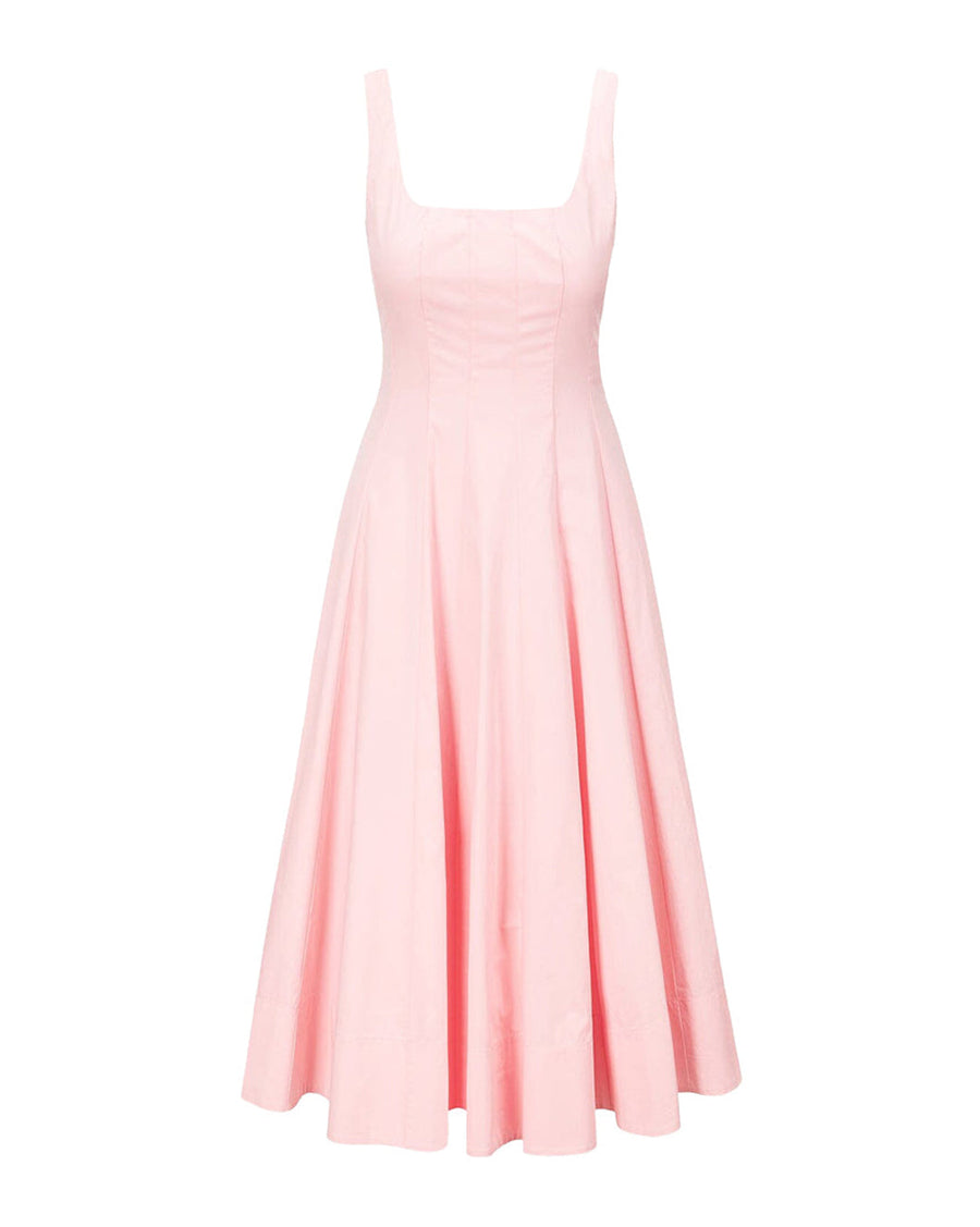 staud wells dress pearl pink dress isolated