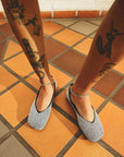 stine goya reelo ballerinas shoes jet black embroidery shoe on figure