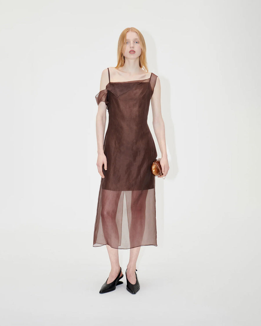stine goya roxanna dress cocoa brown dress on figure front