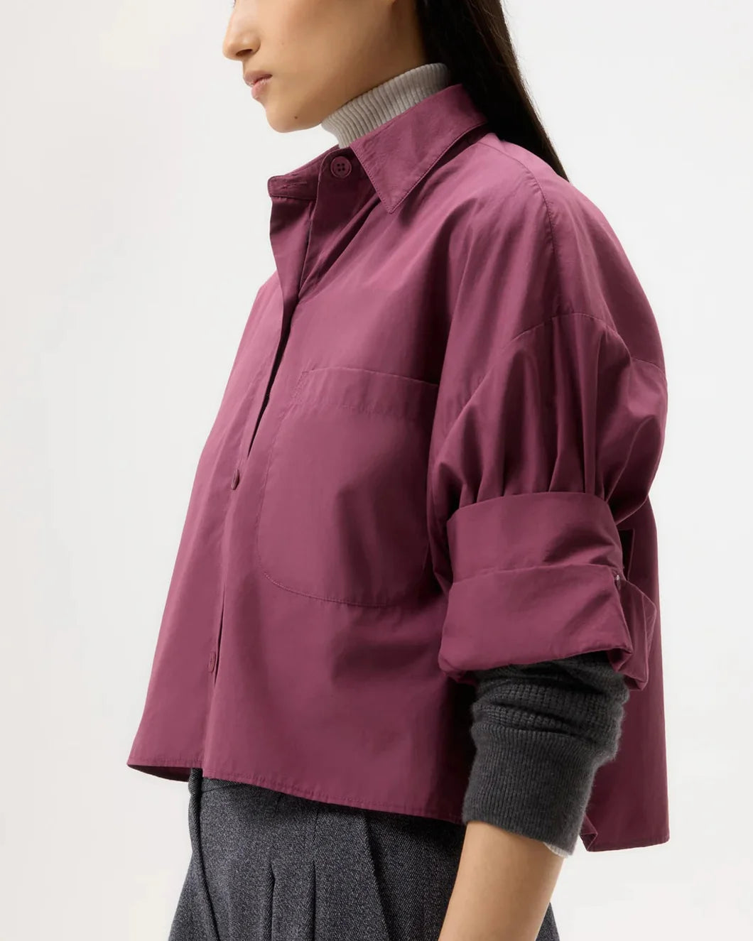 twp crushed violets purple next ex shirt in super compact poplin side detail view