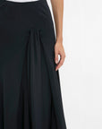 victoria beckham asymmetric hem tie detail skirt black on figure front detail