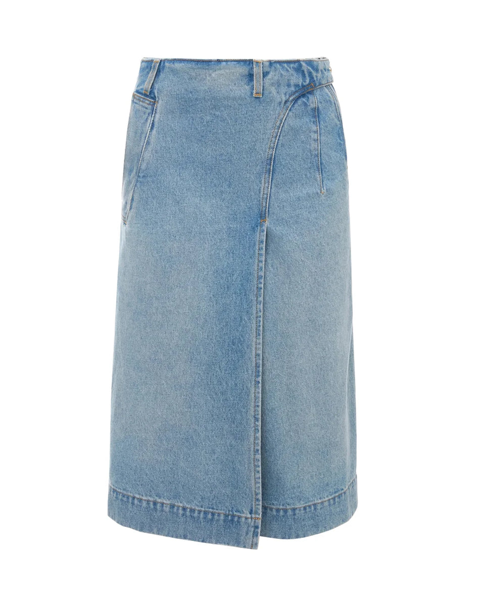 Victoria Beckham Denim Wrap Detail Skirt | SHOWROOM