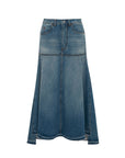 victoria beckham patched denim skirt vintage wash front