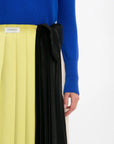 victoria beckham pleated layer asymmetric skirt multi yellow black and tan
