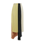 victoria beckham pleated layer asymmetric skirt multi yellow black and tan
