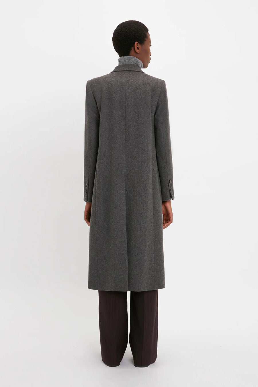 victoria beckham tailored slim coat grey melange
