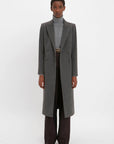 victoria beckham tailored slim coat grey melange