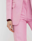 victoria beckham high single button jacket pink figure detail