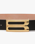     Victoria beckham jumbo frame belt black leather belt isolated front detail