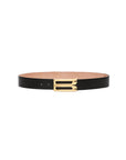 Victoria beckham jumbo frame belt black leather belt isolated front