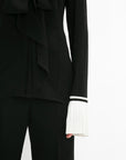 victoria beckham pleat cuff blouse black figure detail