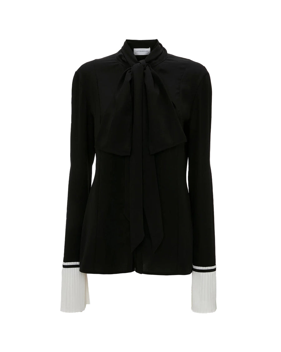 victoria beckham pleat cuff blouse black
