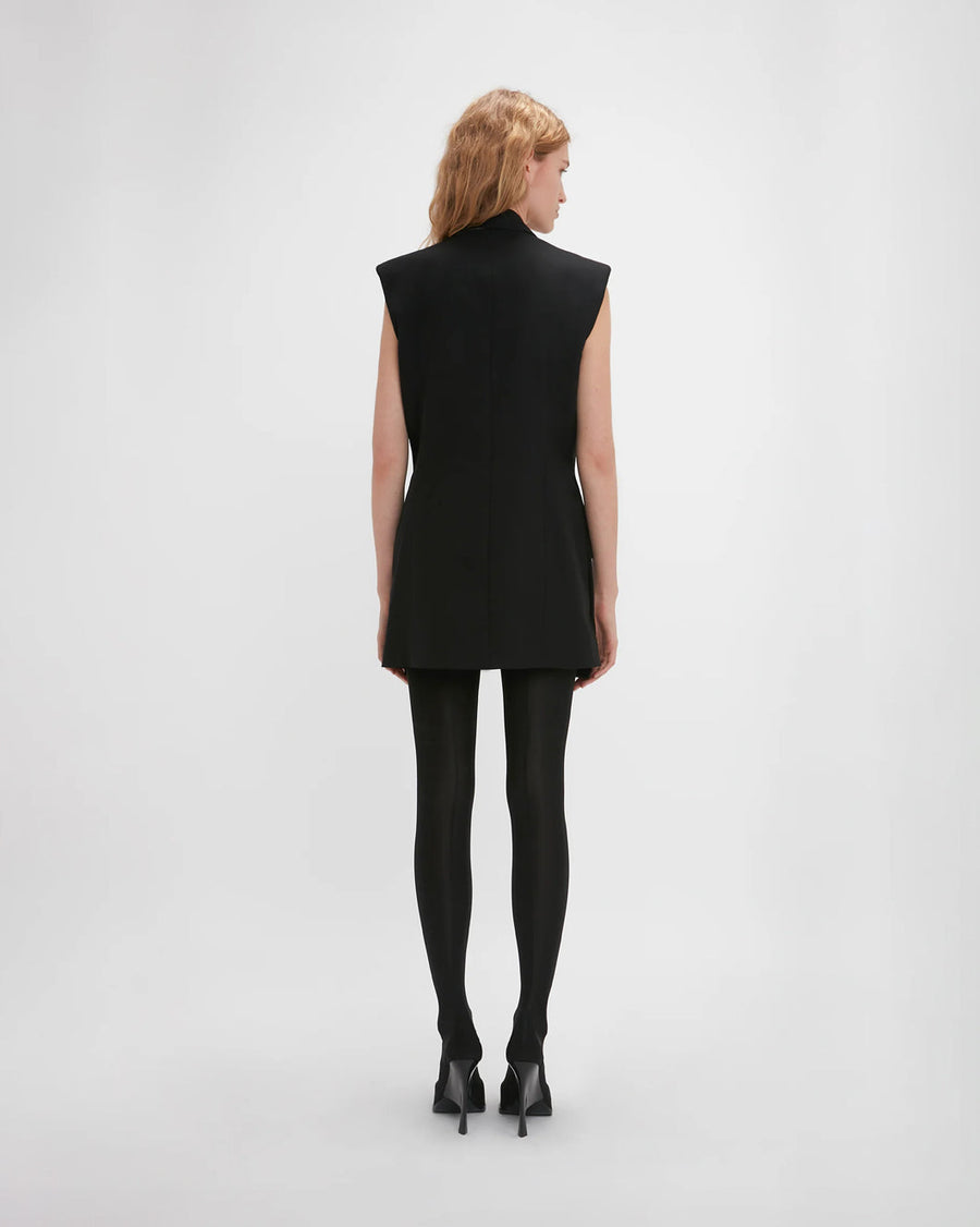  victoria beckham sleeveless tailored dress black dress on figure back