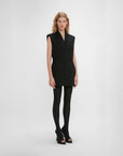  victoria beckham sleeveless tailored dress black dress on figure side