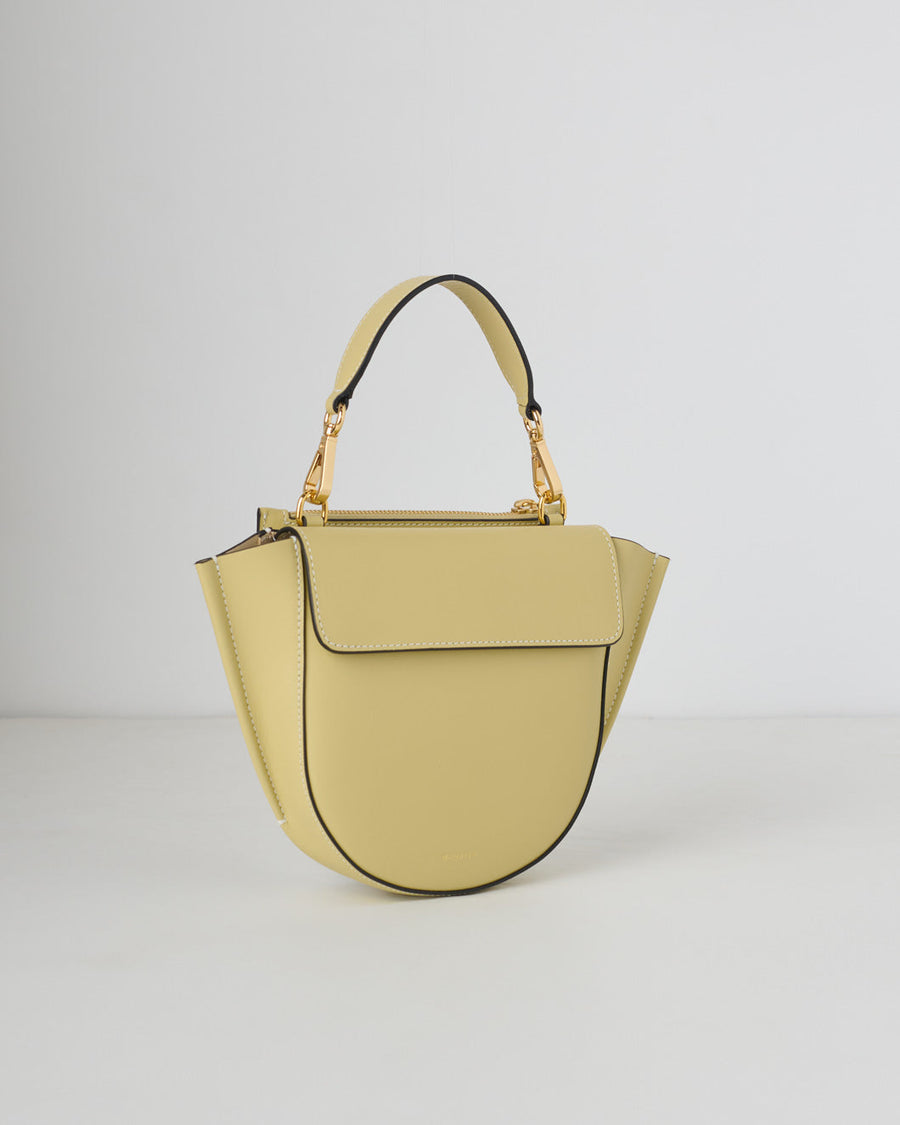 wandler mini hortensia handbag island yellow with white stitch