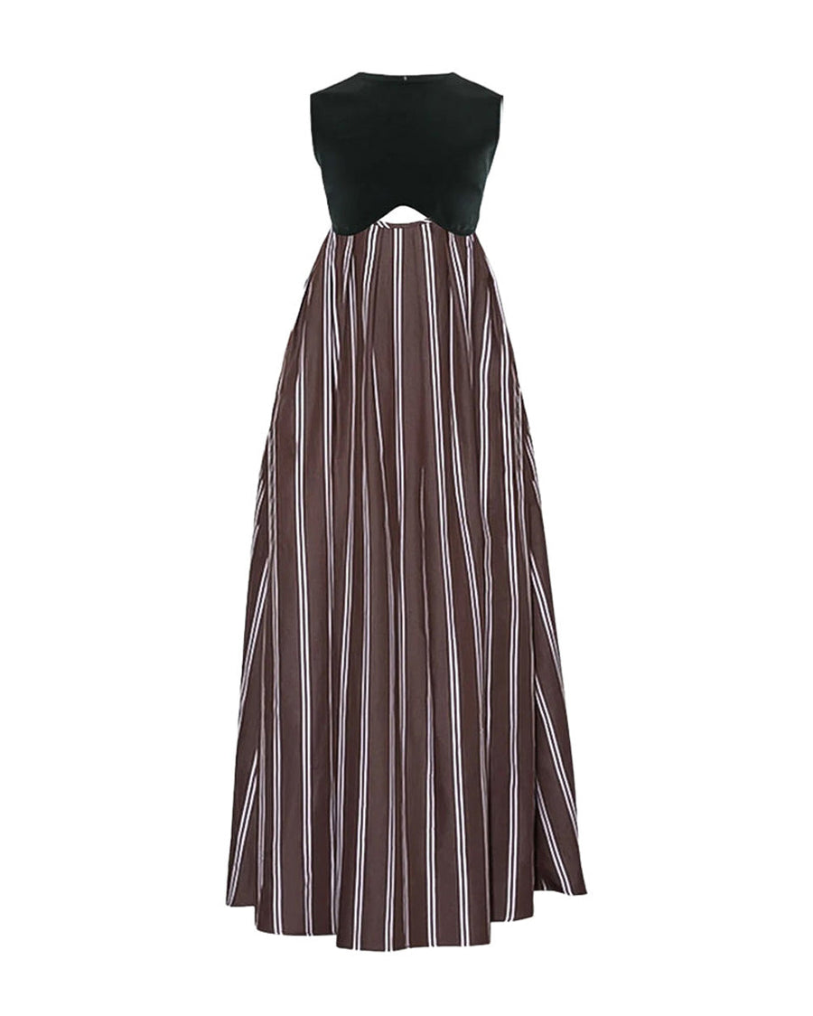 wynn hamlyn winona dress black brown stripe front