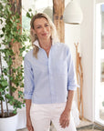 frank and eileen silvio button up shirt blue with white collar front