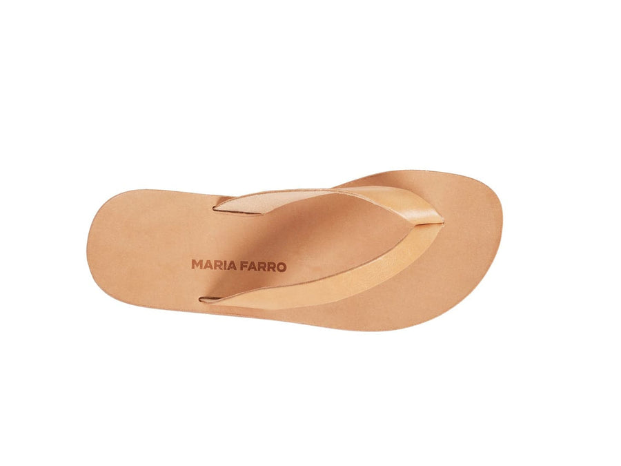 maria farro lex flip flop in natural, isolated top view tan