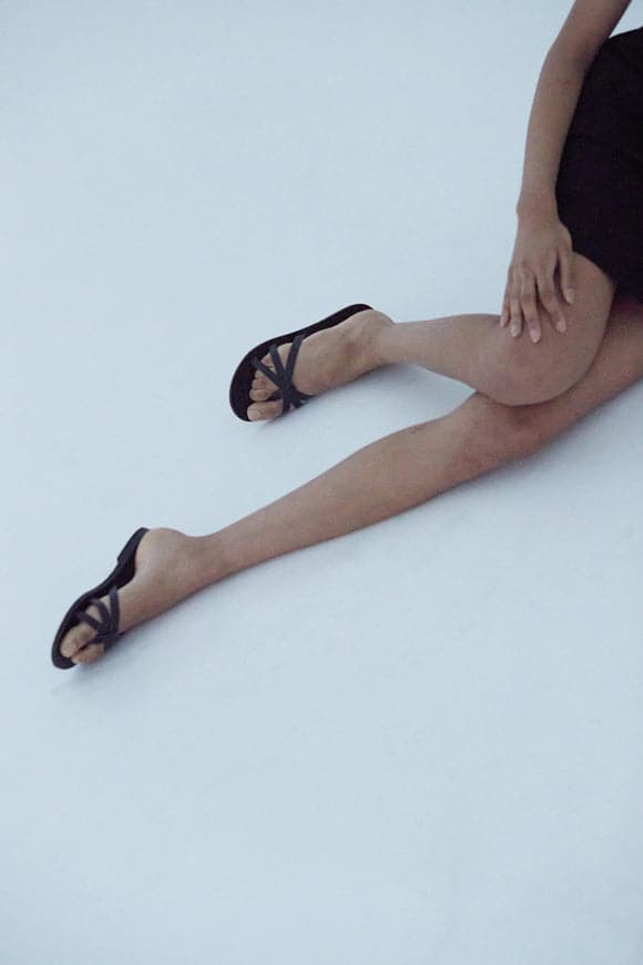 maria farro musa slide, black slide, on figure sandal